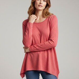 Eileen Fisher Organic Linen Cotton Slub Pullover Dragonfruit Pink Size Medium